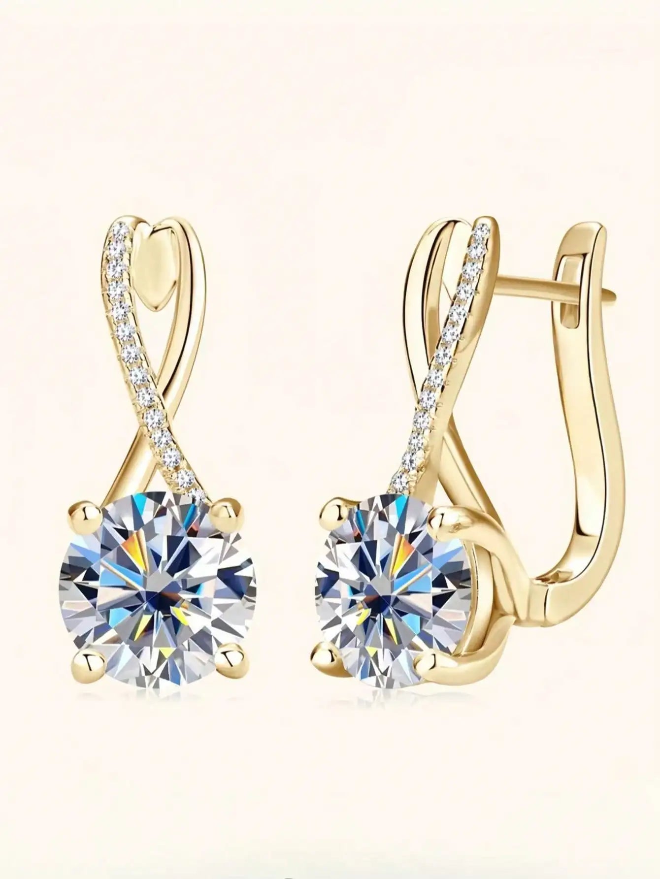 Sterling silver women’s small and exquisite sterling earrings zircon earbuds main diamond 1ct suitable for fashionable
