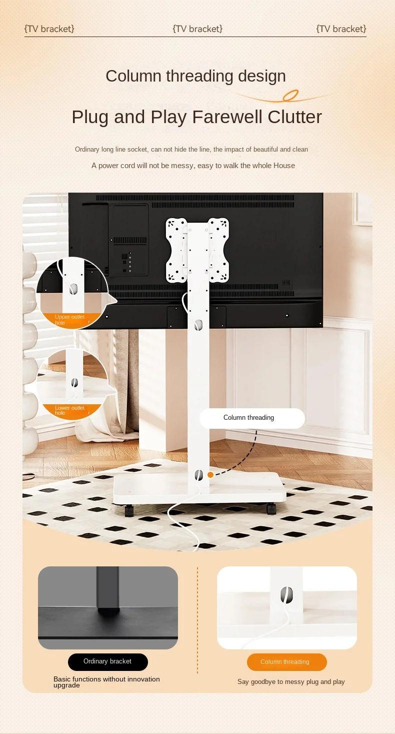 Rolling TV Stand for 10-43 Inch TVs PC Portable Mobile Cart on Wheels Universal Floor Stands with Swivel Mount Fit