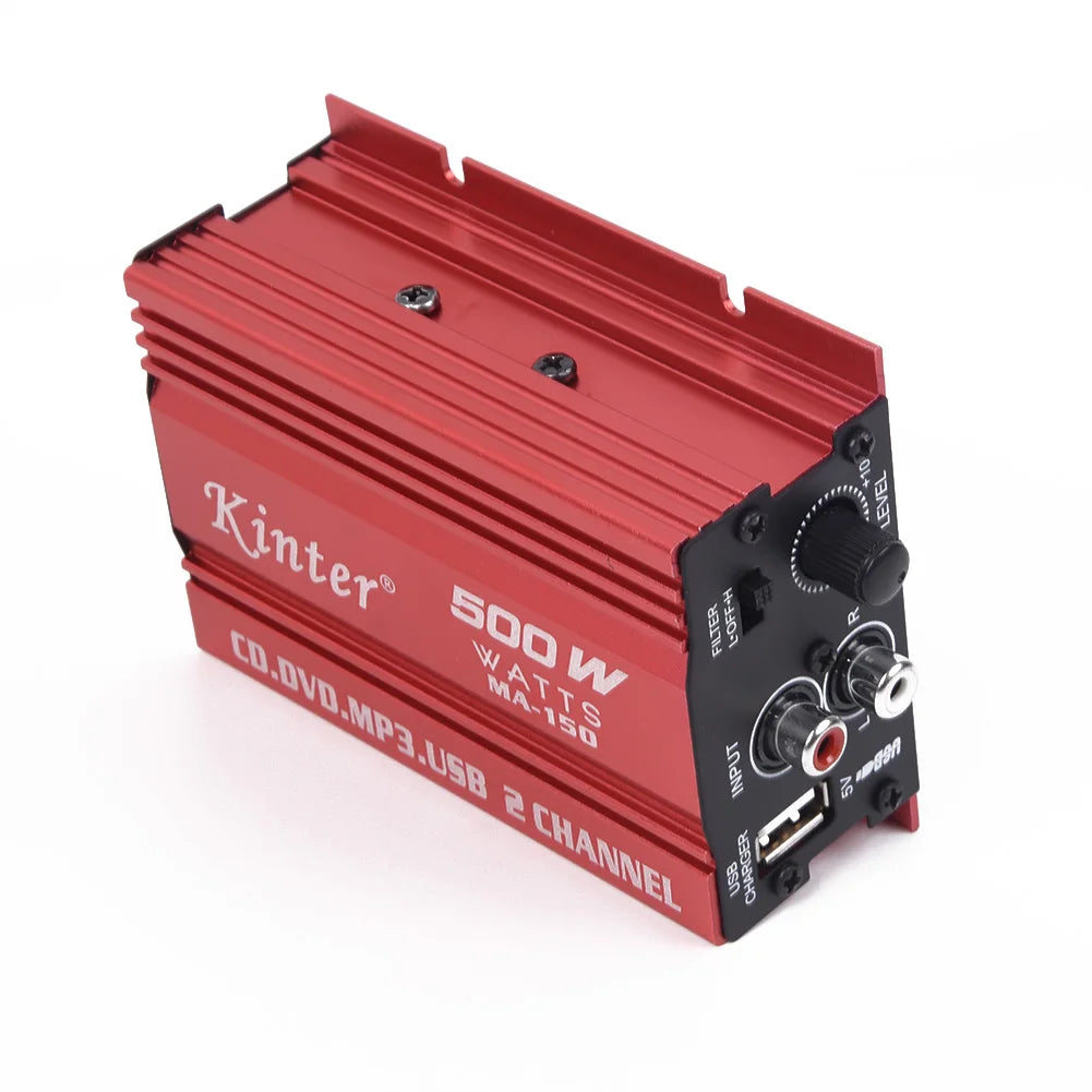 1 Set Car 12V 500W 2 Channels Mini Hi-Fi Stereo Audio Amp Subwoofer Automotive Accessories