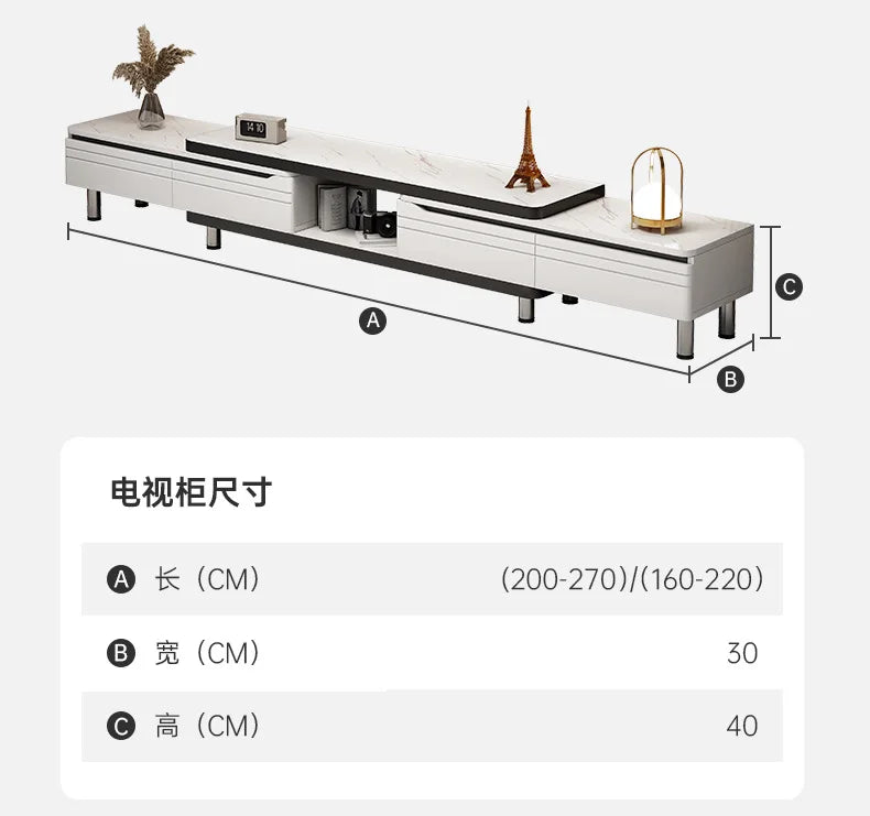 Modern LED TV Stand for Televisions Up Coffee Table Glass Shelves and Drawer Gaming Entertainment Center with Multiple
