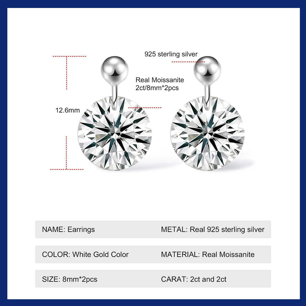 7 Carat Moissanite Dangle Earrings for Women D Color Lab Diamond Long Earring 925 Silver Hoops Wedding Engagement Fine