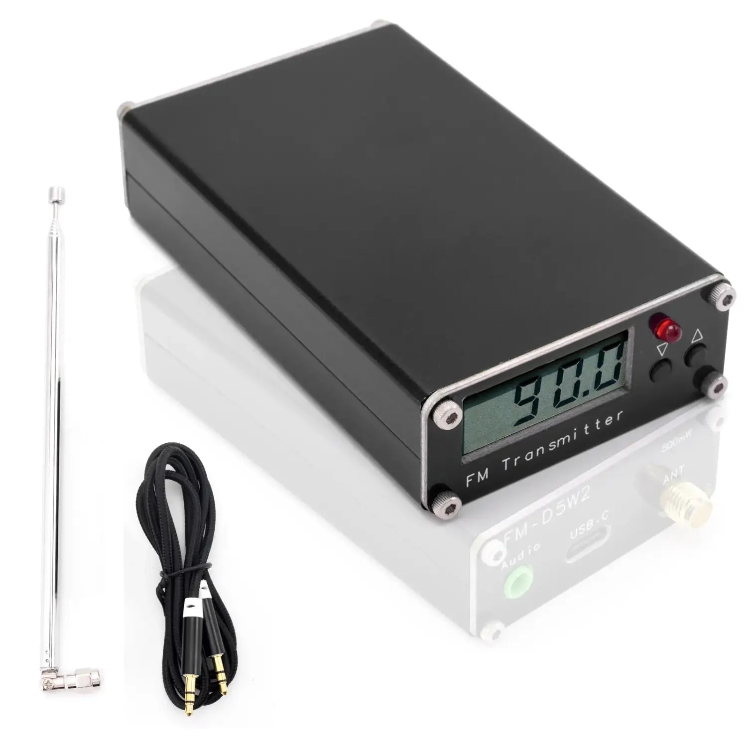 2KM 0.5W FM Transmitter 76M-108Mhz Digital Display Stereo Transmit TYPE-C USB Churches CAR Radio Broadcast Campus