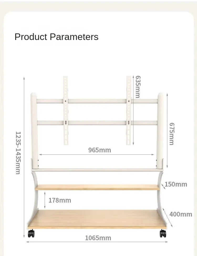 Mobile Rolling TV Stand for 50-100inch TVs Cart Shelf Mute Wheels up to 220lbs Max VESA 900x600mmFloor Support