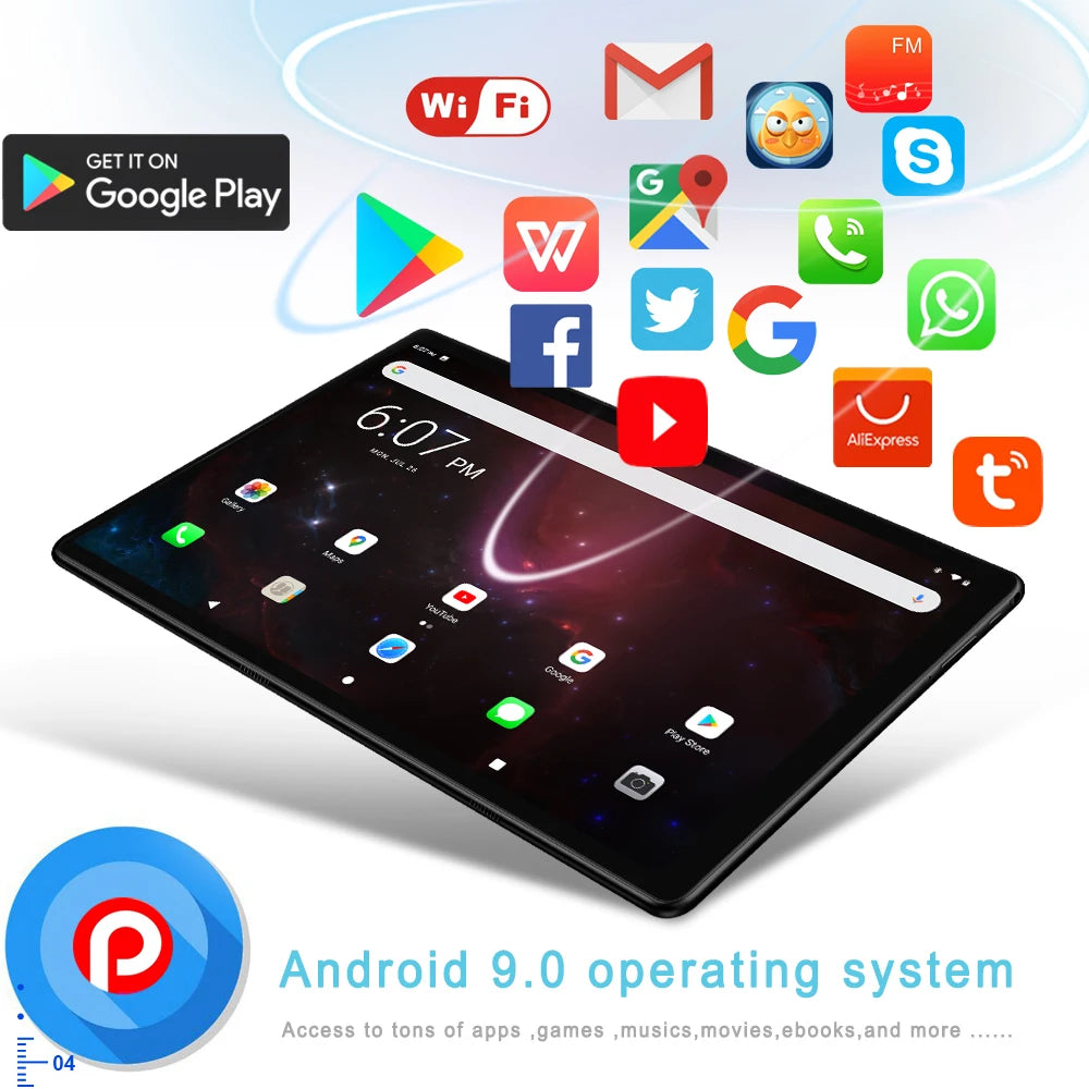 TABLET 10.1 Inch Tablet Android 11 6GB RAM 128GB ROM 3G 4G Mobile Phone Call Octa Core 8 CPU AI Speed-up 5000mAh Battery