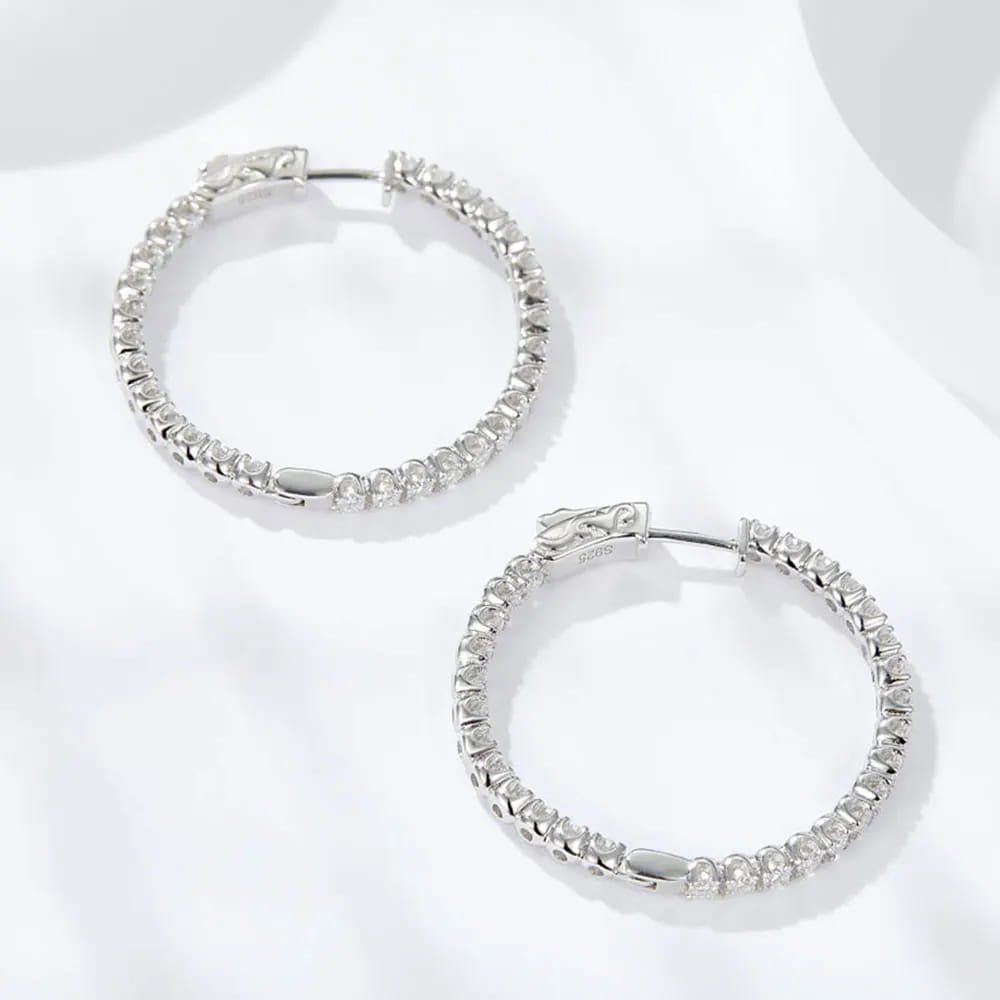Hoop Moissanite Earrings for Women GRA Certified 2mm D VVS1