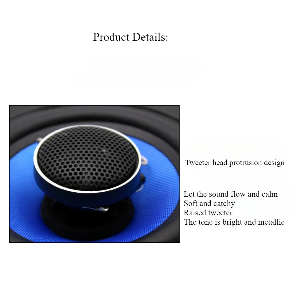 6.5 Inch Car Coaxial Speaker Tweeter Mid-bass Integrated Audio System Door 2pc