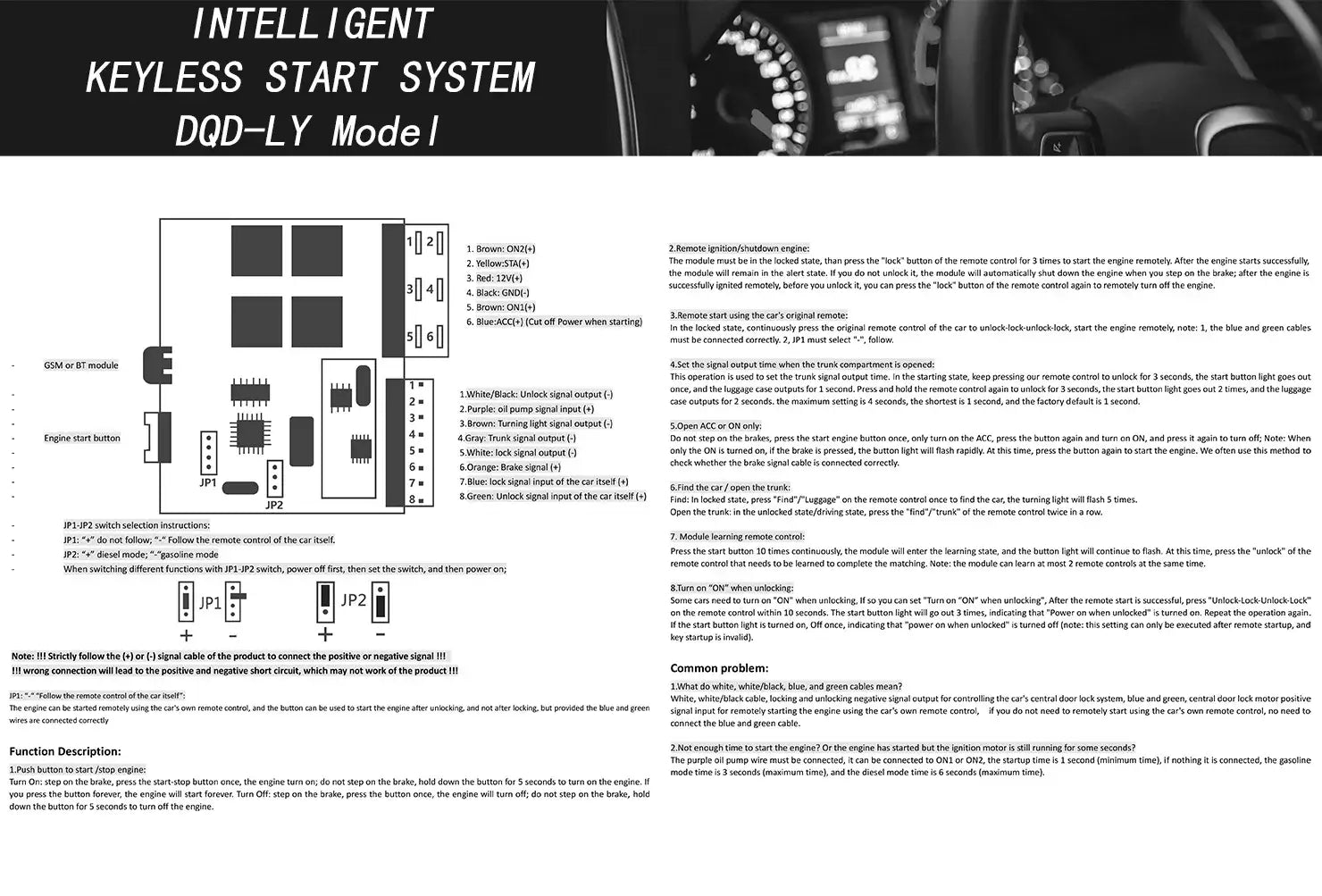 Remote Starter Car Alarm with Autostart Smart System Universal Start Stop Ignition Button for Central Lock Auto