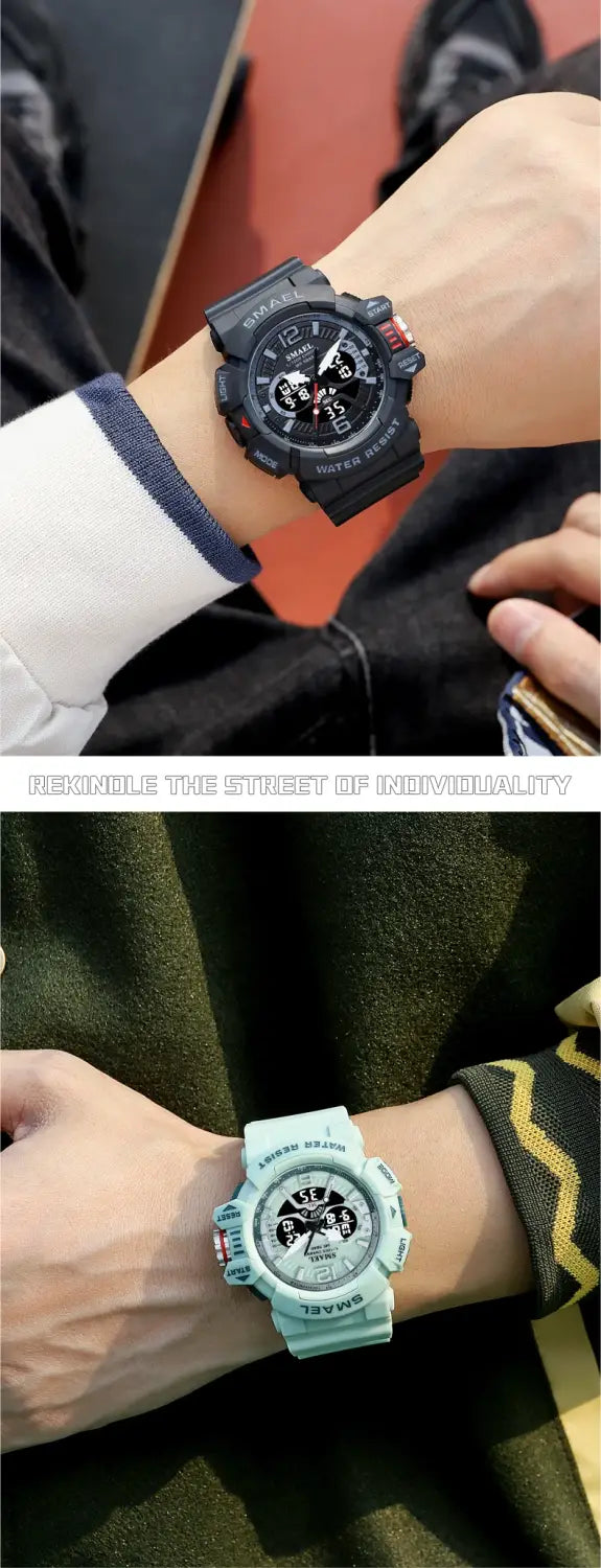 Sport Watch Men SMAEL 50M Waterproof Wristwatches Dual Time Display Multi-function Sports Clocks 8065 Mens Watches