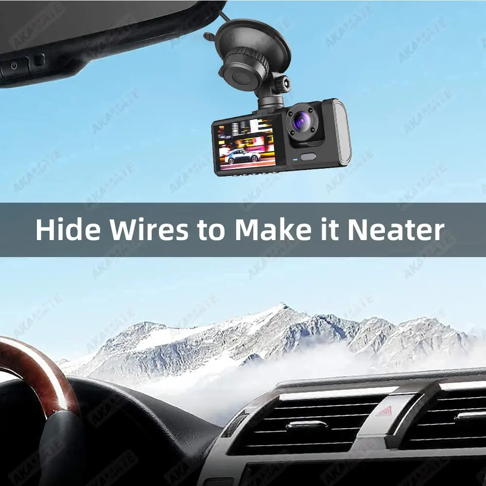 Car DVR 3 Cameras Recorder Rear Inside Vehicle 3-Lens Dash Cam Three Way Camera DVRs Dashcam Channel Video Camcorde