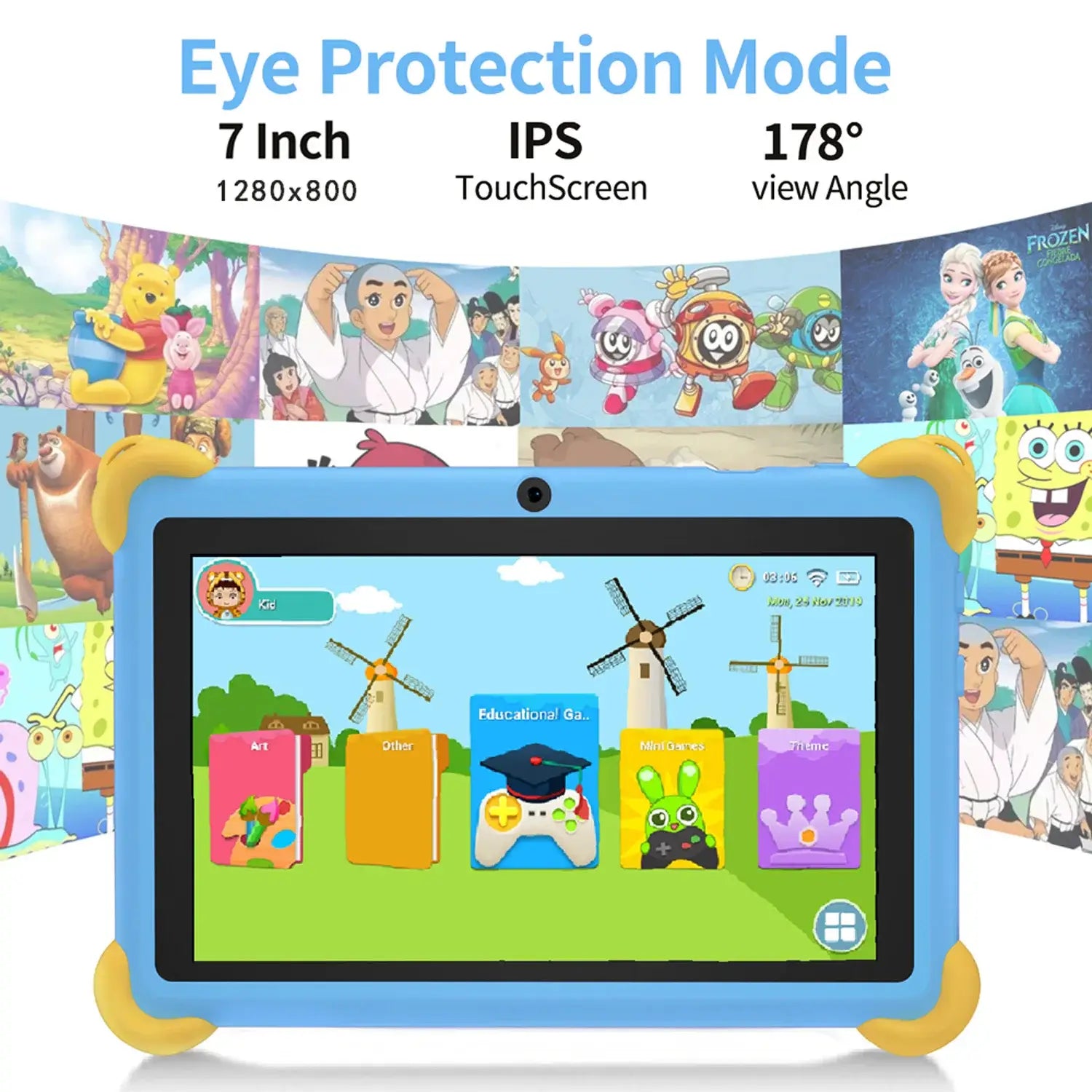 2025 New 7 Inch Cartoon Pattern Kids’ tablets Quad Core 4GB RAM 64GB ROM 5G WiFi Learning Education Games Tablet