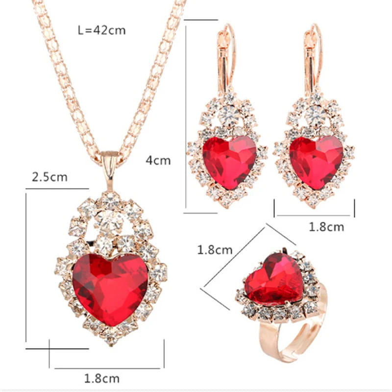 Jewelry Sets Women Wedding Set for Brides Gold-Color Zirconia Earring Pendant Necklace Ring