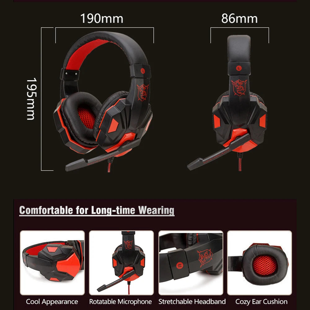 Professional LED Light 3.5mm Wired Gaming Headphones With HD Mic For Computer PS4 PS5 Xbox Bass Stereo PC Headset Gifts