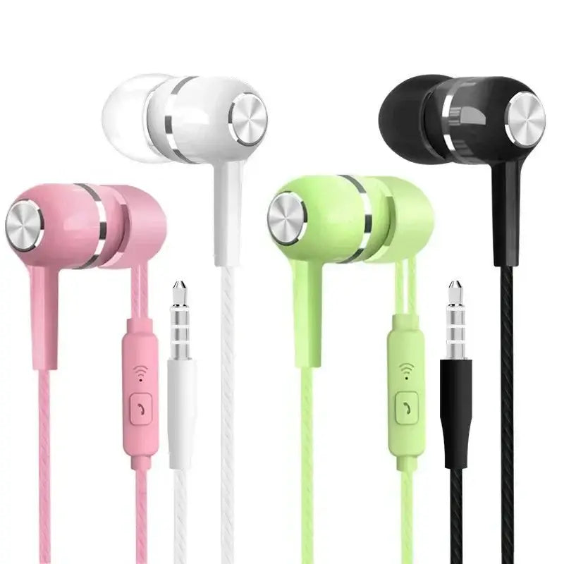 3.5mm Wired Headphones In Ear Headset Earphones with Microphone Bass HiFi Stereo Earbuds Sports In-line Control