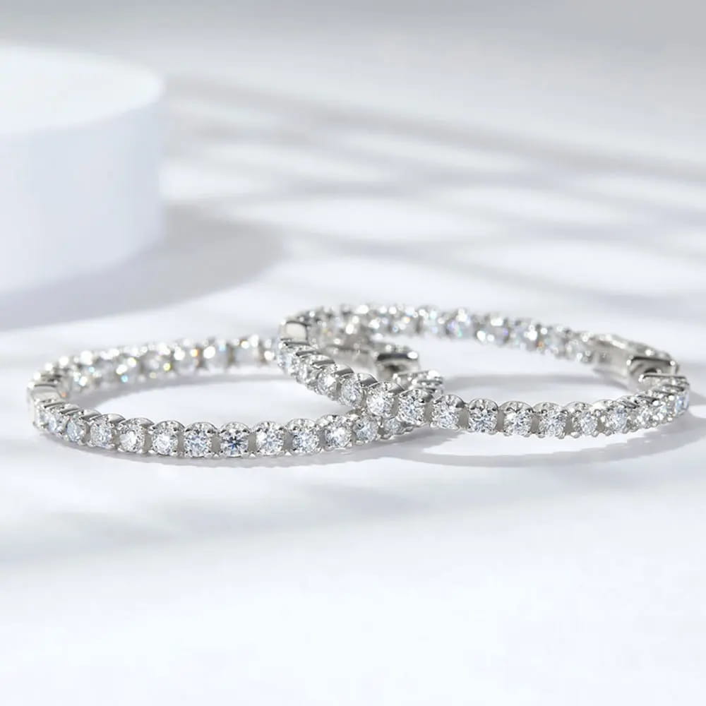 Hoop Moissanite Earrings for Women GRA Certified 2mm D VVS1