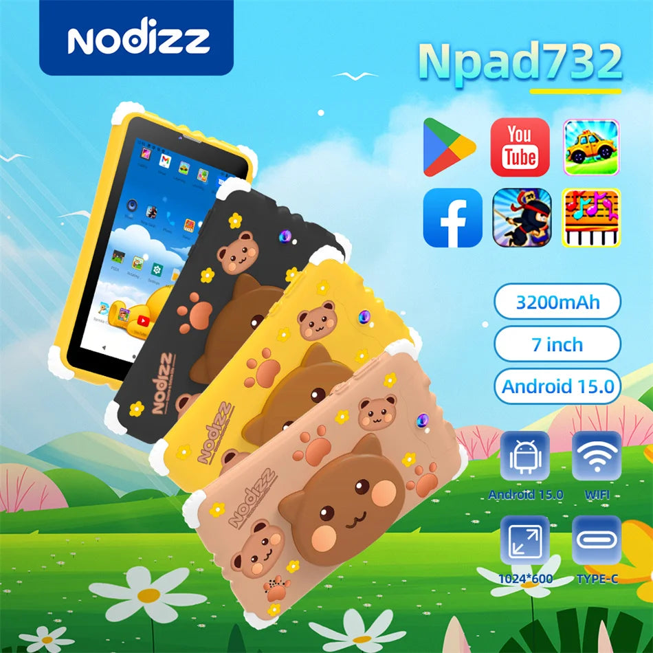 7 Inch Kids Tablet 4GB RAM 128GB ROM Android 15.0 MTK8321 Quad Core Dual Camera WIFI 1024*600 IPS Screen Childrem’s