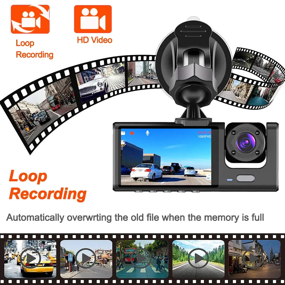 1080P Car Dvr 2/3 Camra Dash Cam for Cars Camera Vehicle Recorder Video Front Optional Rear Night Vision Dashcam