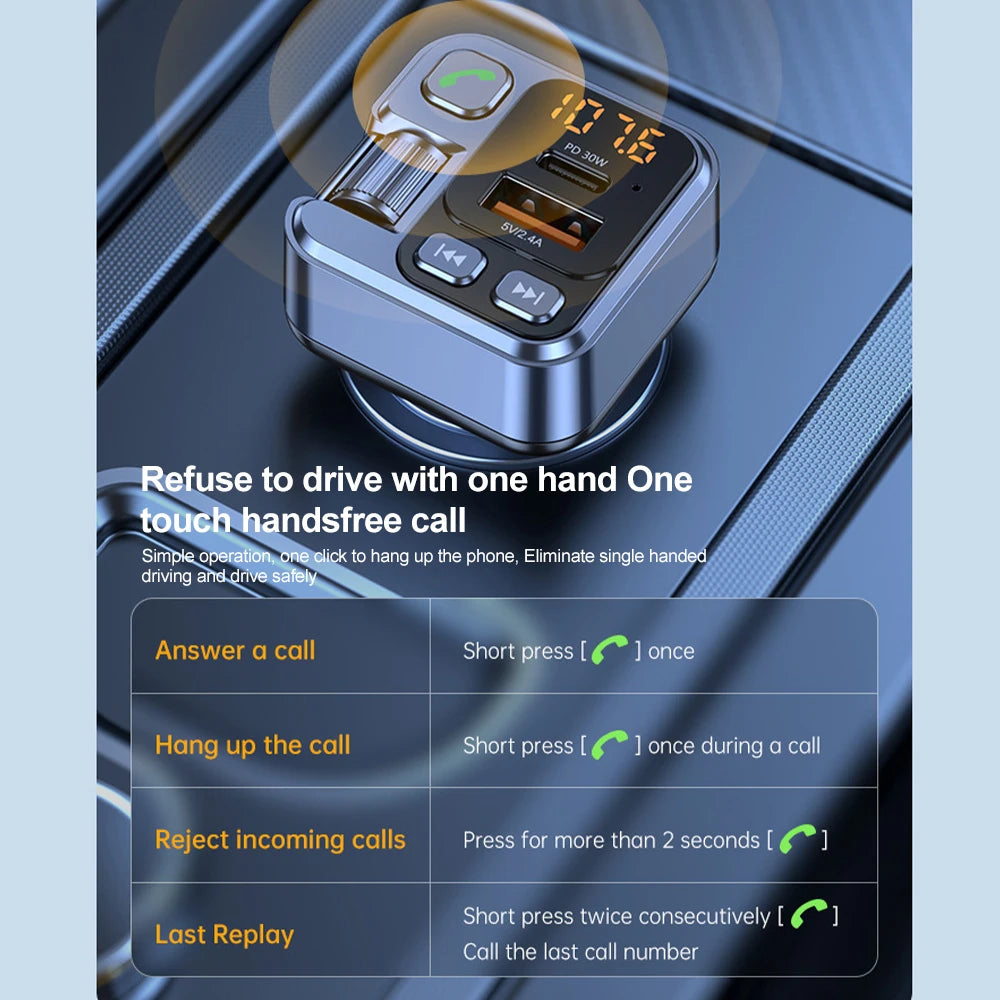 Silver metallic car charger with PD20W fast charging, USB ports, digital display