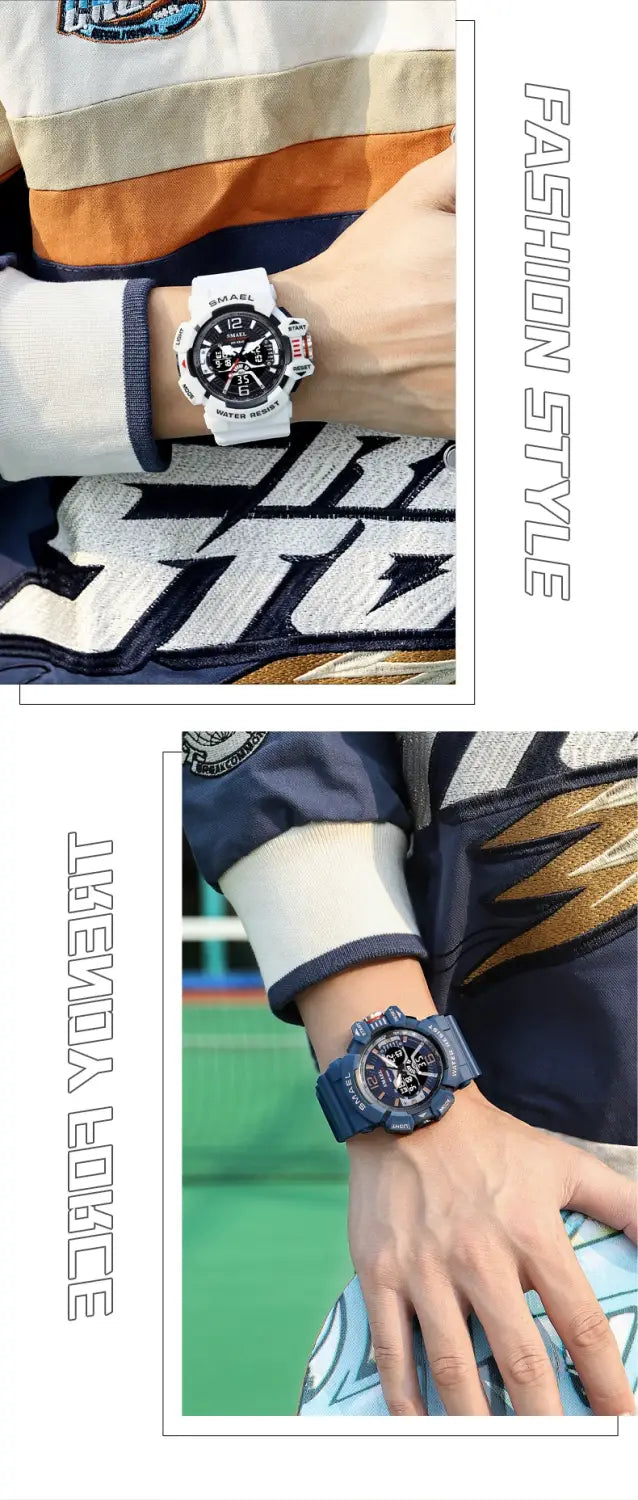 Sport Watch Men SMAEL 50M Waterproof Wristwatches Dual Time Display Multi-function Sports Clocks 8065 Mens Watches