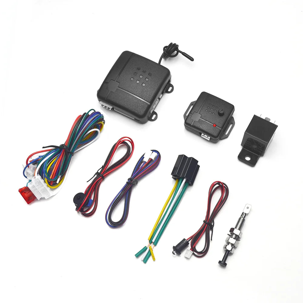 Universal 12V Car Alarm Security System Keyless Entry One Way ImmobilizerControls Siren Accessories