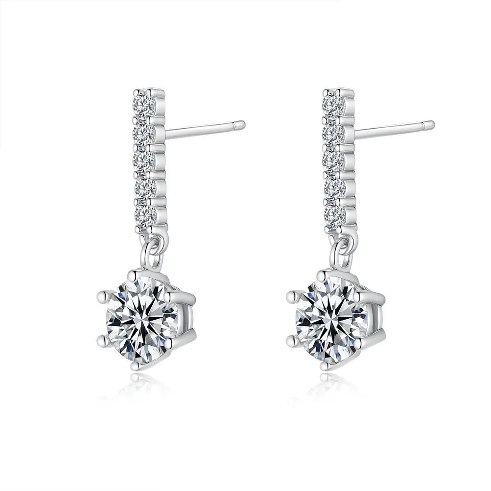 TEN CARATS 1CT D-color Moissanite diamond earrings for women 100% S925 sterling silver wedding fashion white gold stud