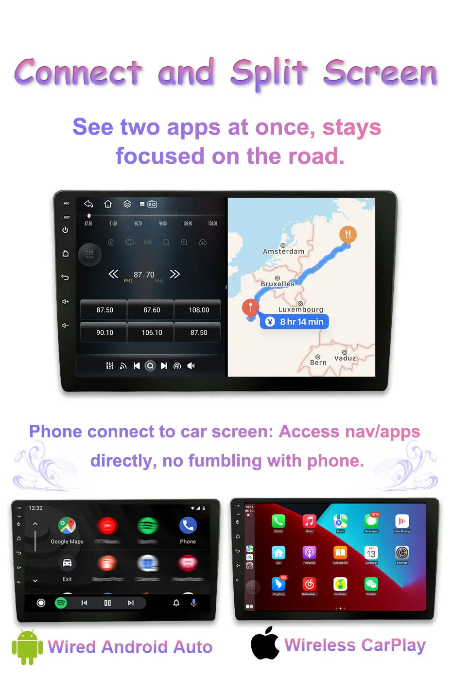 Carplay Car 4G WIFI GPS Navigation Radio Multimedia Video