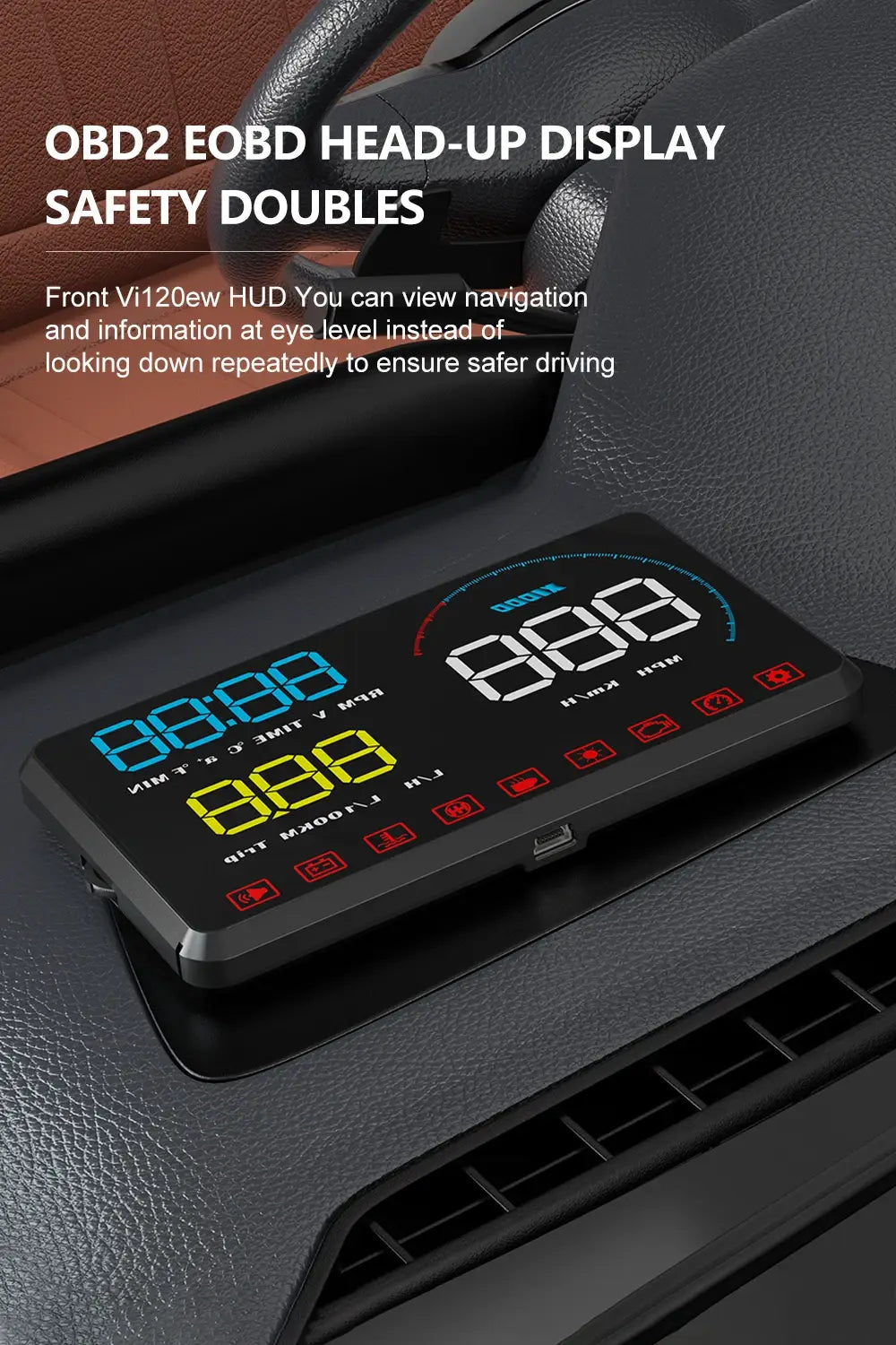 Auto Projector Hud Display Car Alarm EOBD OBD2 Board Computer Speedometer Head Up Windshield Electronic Accessories
