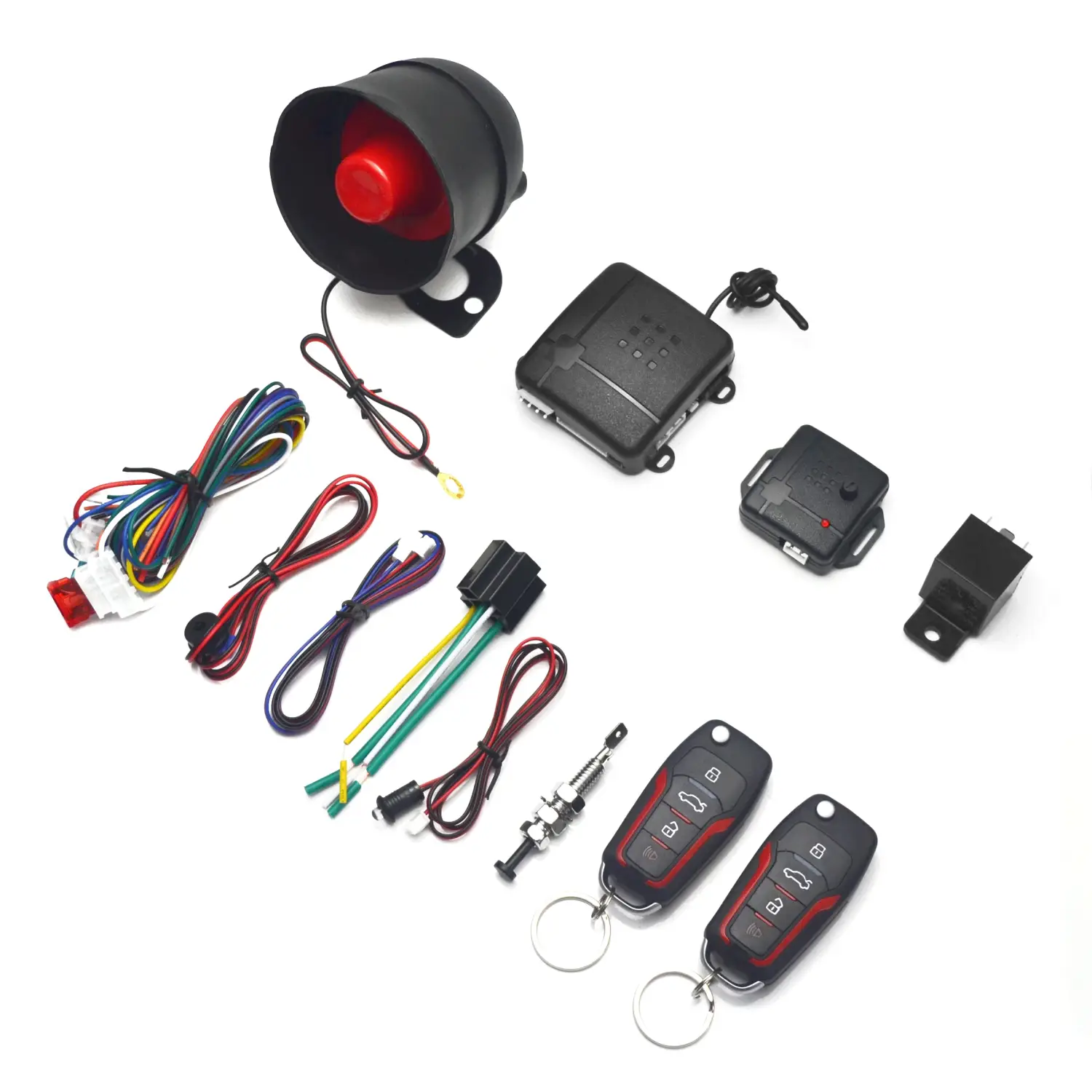 Universal 12V Car Alarm Security System Keyless Entry One Way ImmobilizerControls Siren Accessories