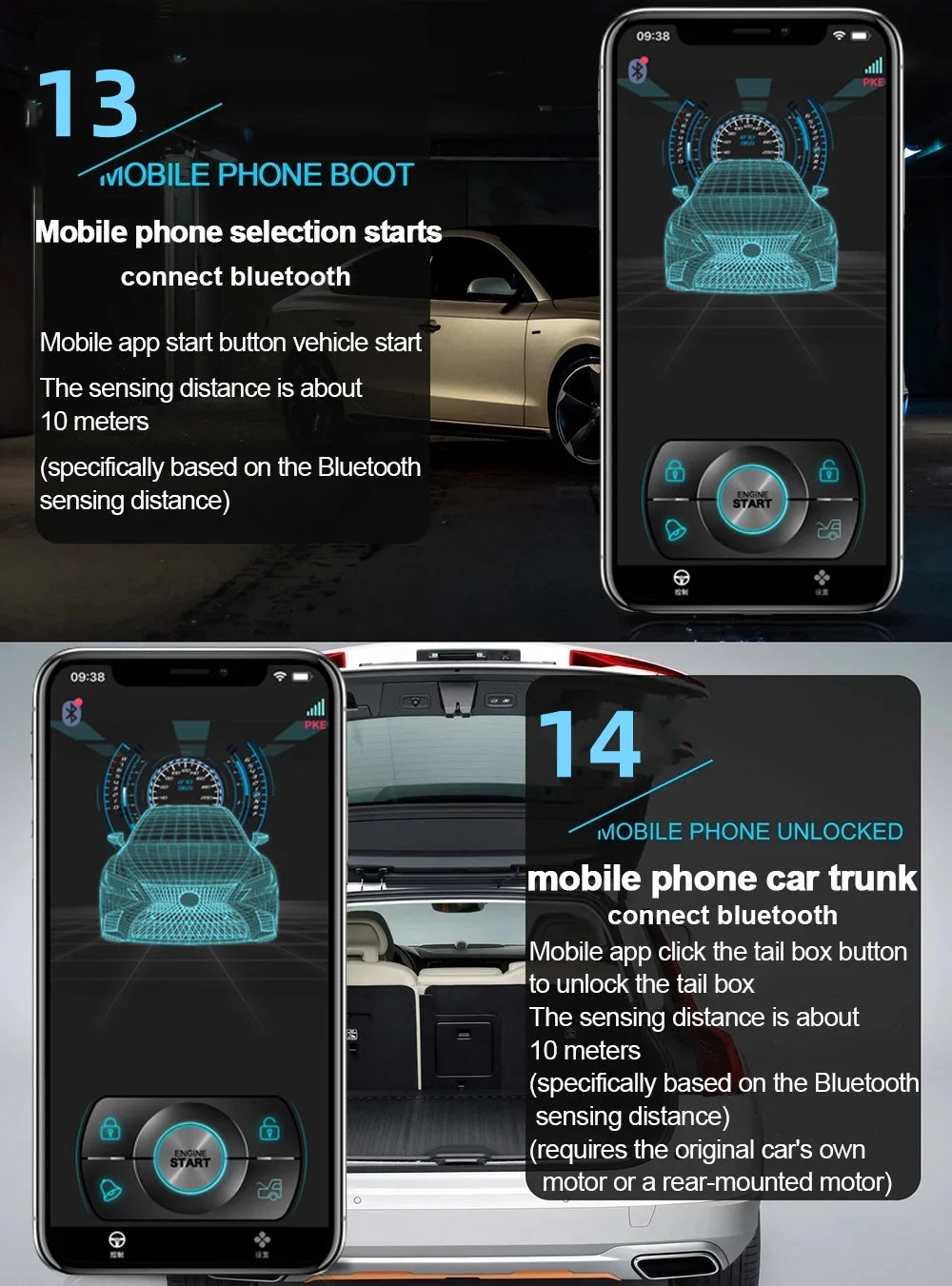 Remote Starter and Car Alarm Smart App Start Stop System for Cars Engine Push with Auto Ignition Button