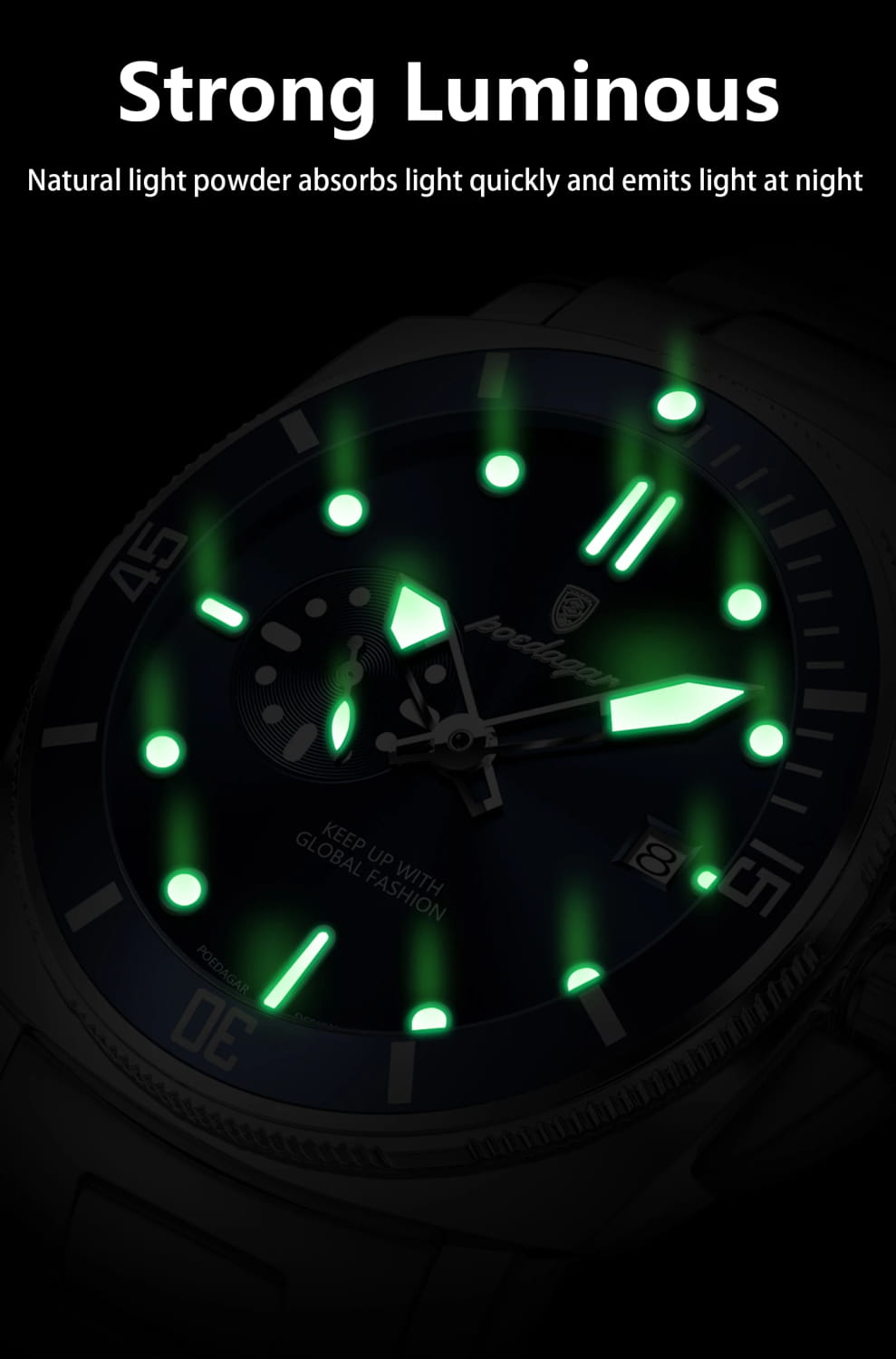 POEDAGAR Luxury Sports Man Wristwatch Luminous Waterproof Date Watch For Men Business Stainless Steel Quartz Men’s