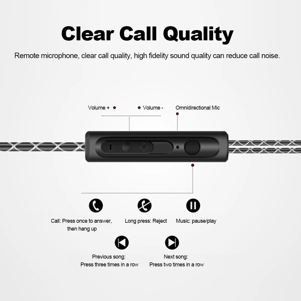 S760 wired waterproof earphones with ear hook, black in-ear design