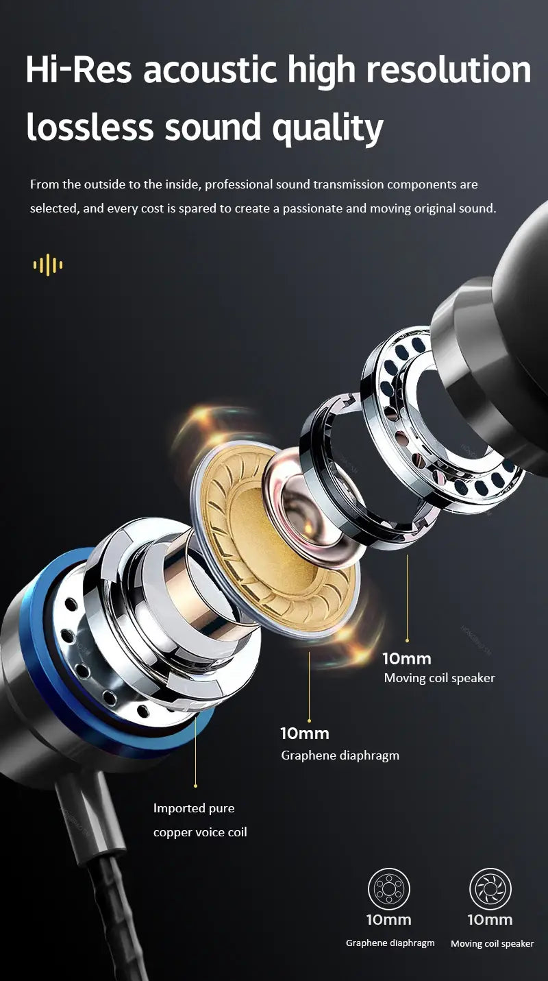 Gamer Wired Headphone Gaming Metal Earphone HiFi Bass Stereo 3.5mm-Pin Headset Noise Cancelling Earbud For Phone