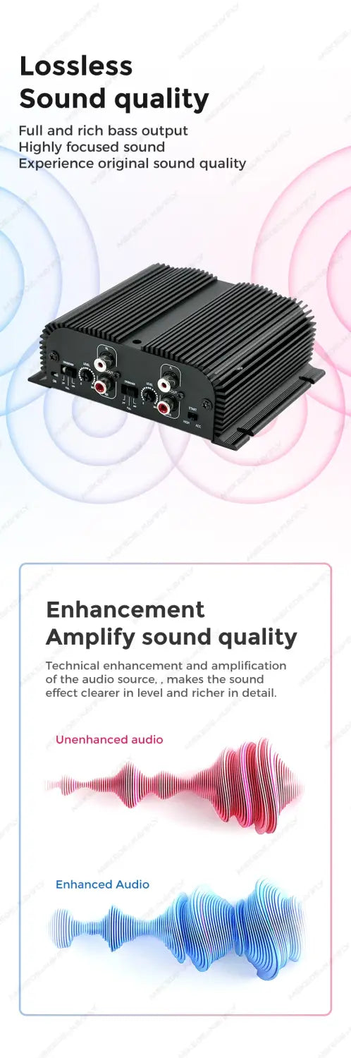 Car Digital Power Amplifier Audio Processor Stereo Bass Mini AMP Driver Lossless Music Amp