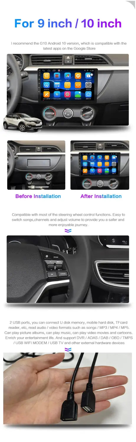 7/9/10 inch Universal Android 13 Car Radio 32G/64G