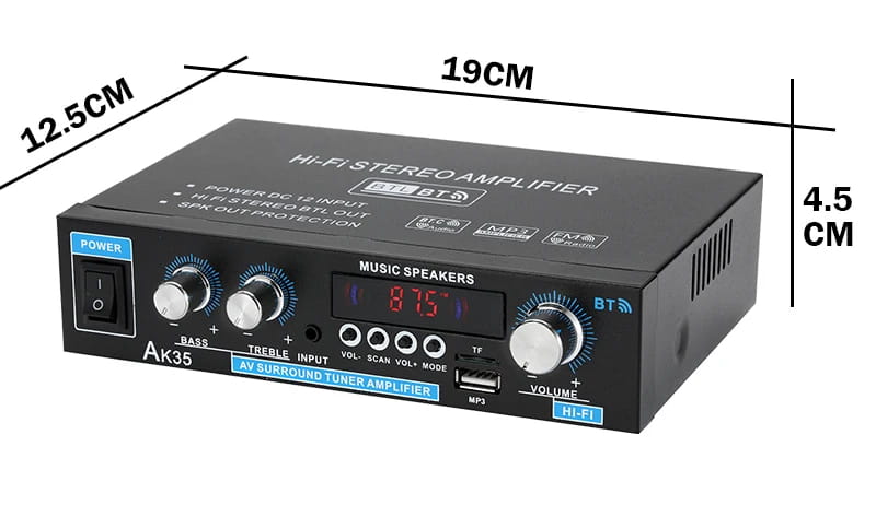 800W Home Car Amplifiers 2 Channel bluetooth 5.0 Stereo Sound Amplifier HIFI Subwoofer Bass FM USB Remote Control