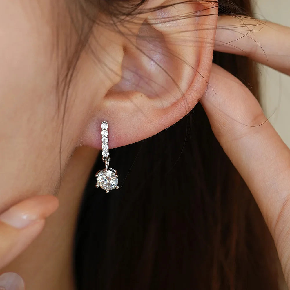 TEN CARATS 1CT D-color Moissanite diamond earrings for women 100% S925 sterling silver wedding fashion white gold stud