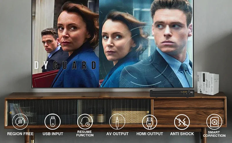 DVD Player High-defination 1080P Home Box For TV All Region Free CD-Discs AV-Output Built-in MIC-port