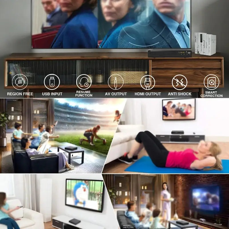 DVD Player High-defination 1080P Home Box For TV All Region Free CD-Discs AV-Output Built-in MIC-port