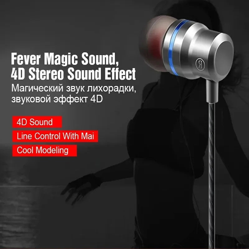 Wired Headphones 3.5mm Sport Earbuds Phone Headset 4D Stereo with Mic Volume Control Music Earphones for Xiaomi Huawei