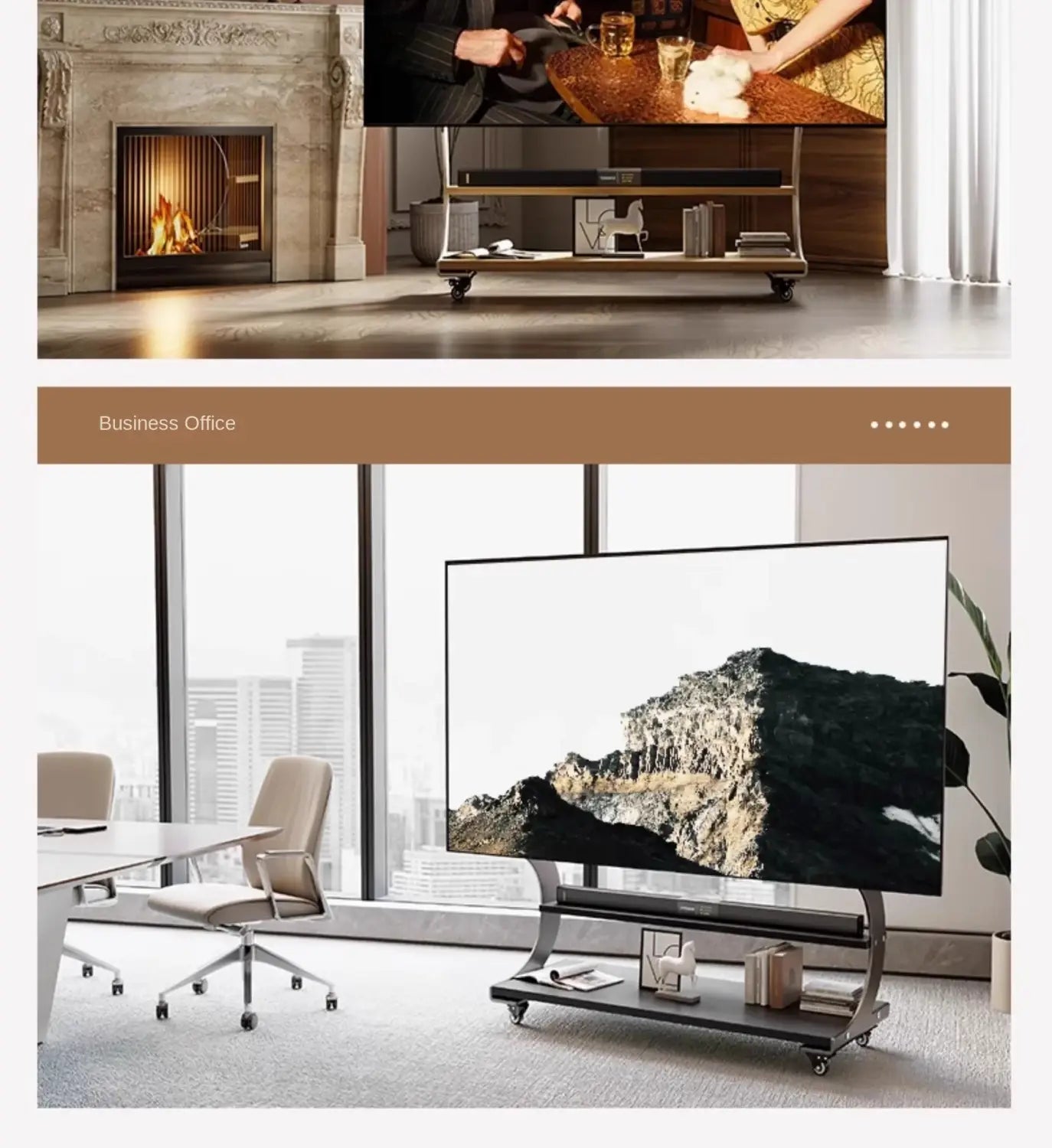 Mobile Rolling TV Stand for 50-100inch TVs Cart Shelf Mute Wheels up to 220lbs Max VESA 900x600mmFloor Support