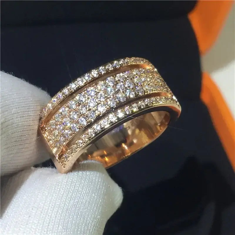 18K Rose Gold Lab Diamond Ring 925 Sterling Silver Engagement Wedding Rings for Women Men Vintage Party Jewelry Gift