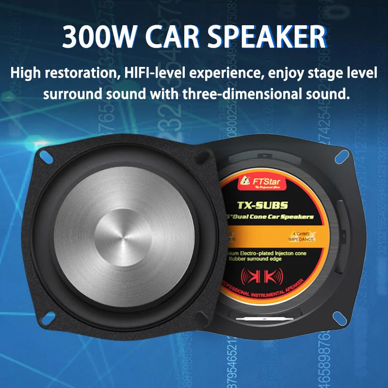 5 inch 2Pcs Car Audio Speakers Max. Power 600W Full Range Frequency Automotive 1 Set Stereo