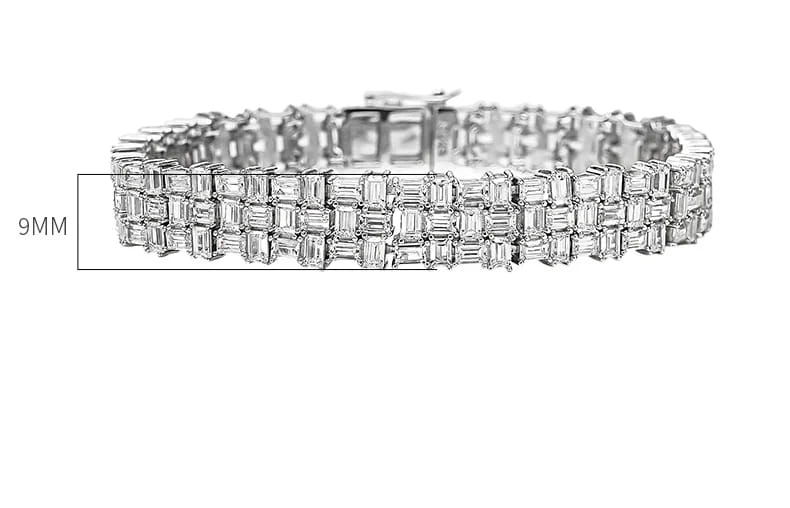 Fashion Light Luxury Simple Green Cut Inlaid High Carbon Diamond 925 Versatile Silver Bracelet Wedding Jewelry