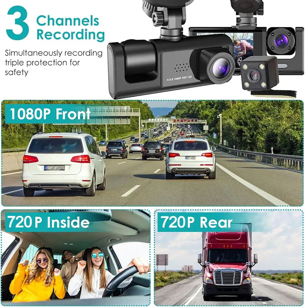 1080P Car Dvr 2/3 Camra Dash Cam for Cars Camera Vehicle Recorder Video Front Optional Rear Night Vision Dashcam
