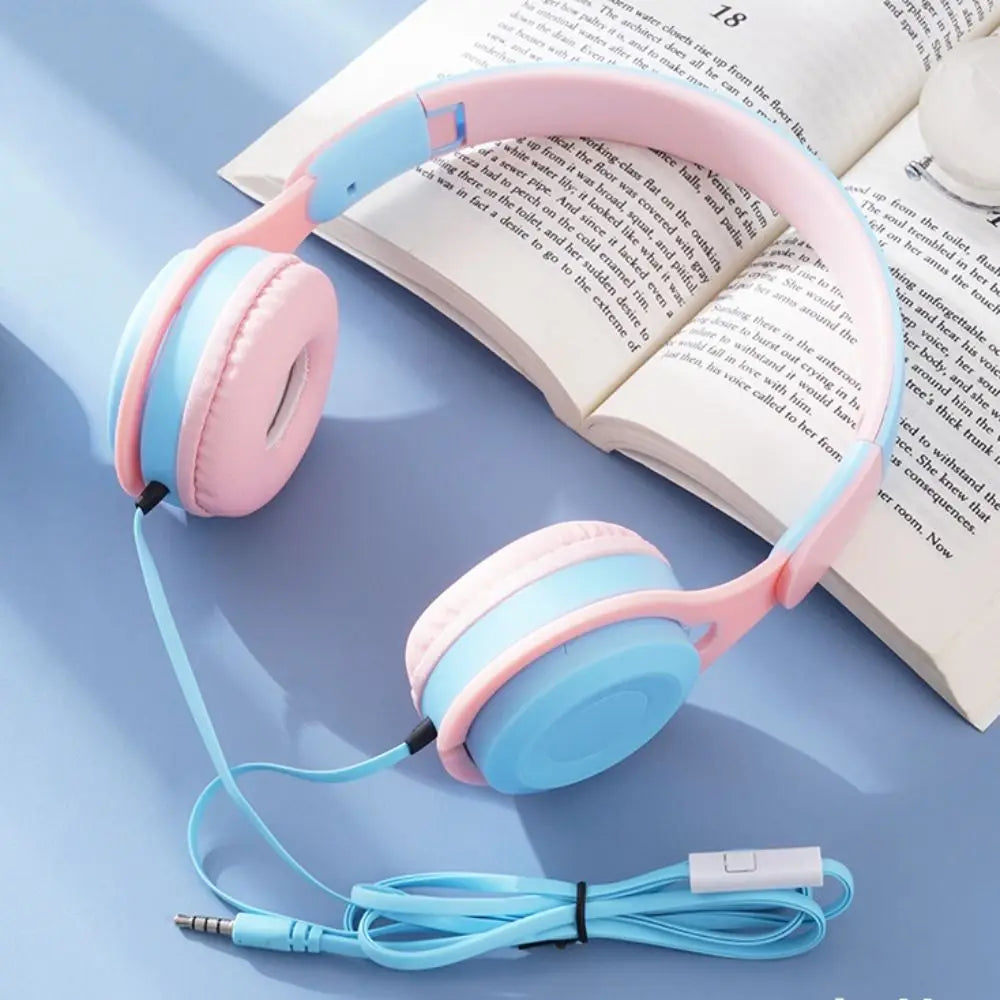 Headworn Wired Headset Cellular Computer Universal New Folding Style Students Online Class Game Earphone Birthday Gift