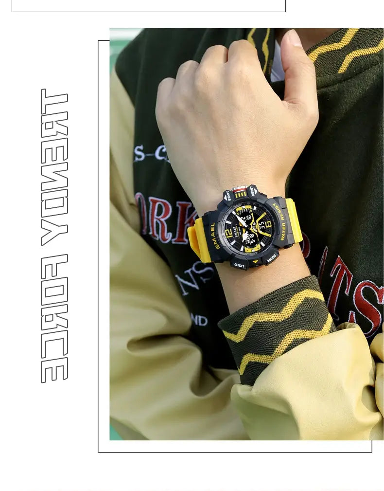 Sport Watch Men SMAEL 50M Waterproof Wristwatches Dual Time Display Multi-function Sports Clocks 8065 Mens Watches