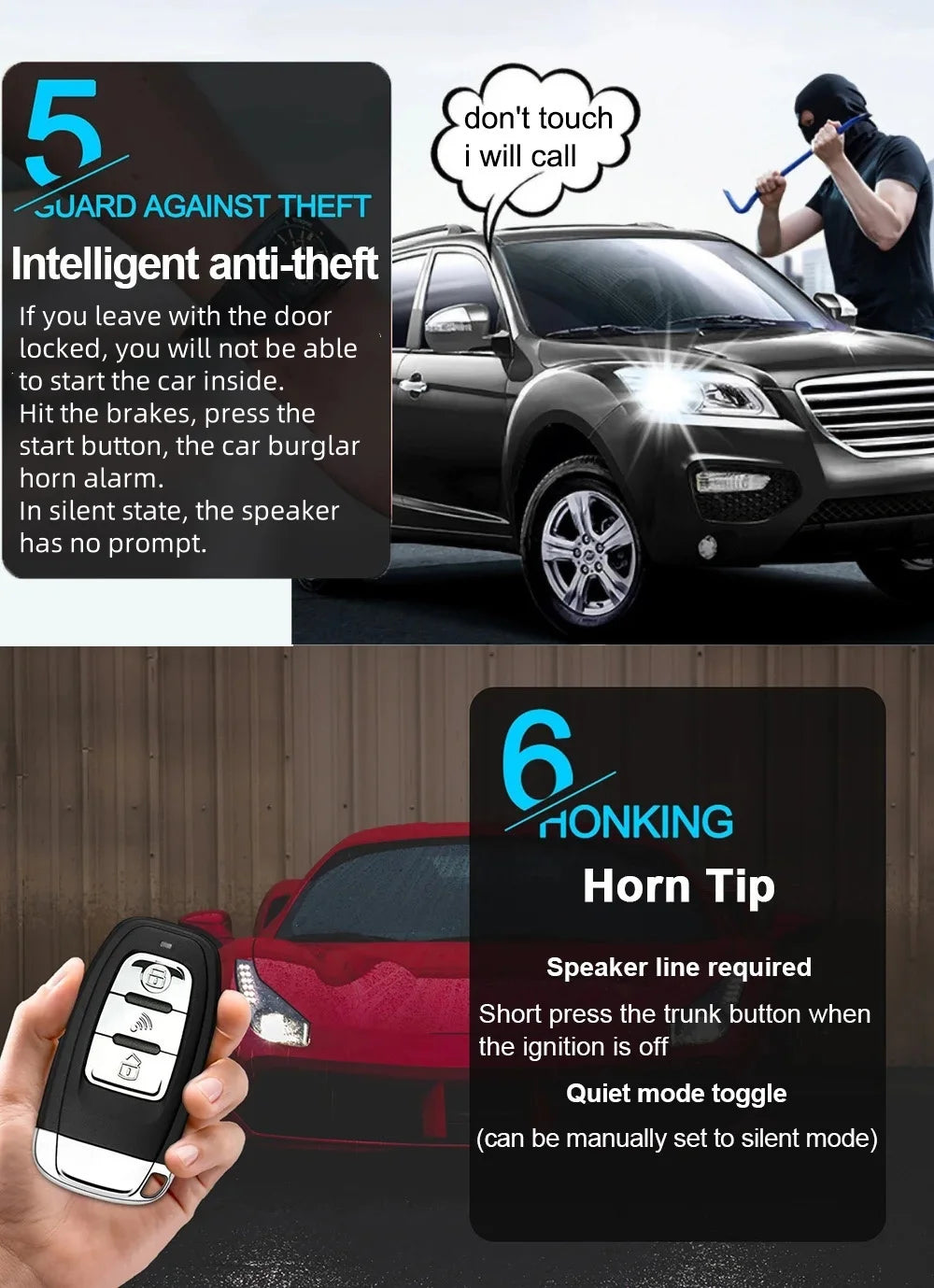 Remote Starter and Car Alarm Smart App Start Stop System for Cars Engine Push with Auto Ignition Button