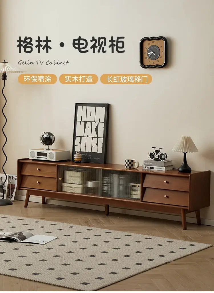 Simple Trendy Tv Stand Mid Century Metal Handles Retro Luxury With Drawers Classic Mobiletto Porta Room Furniture