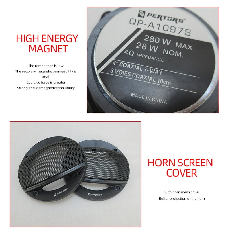 2pcs (2X280W) 560W Premium 4-Inch HiFi Car Speakers - HD Audio 4.0 Surround App Control Universal Flush Mount