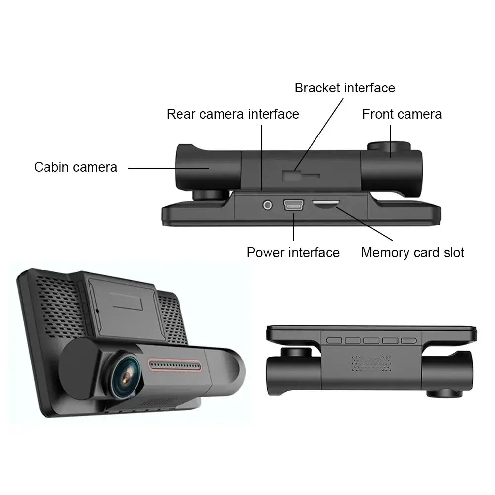 bc7ed77a1ca70842fd54d7dda03cb955 Car DVR 3 Cameras 4.0 Inches Dash Cam Video Recorder Auto Registrator Dvrs with Ways 24h Parking Monitor