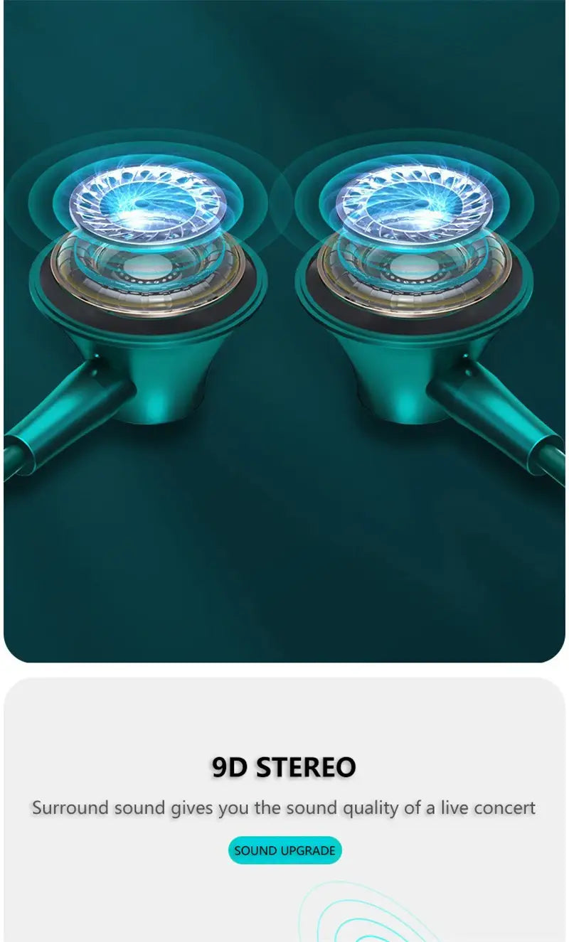 Teal wireless earbuds with microphone bass hifi headset wired earphone